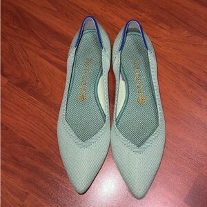 Rothy's Green Flats with Blue Trim